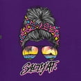 thumbnail image 2 of Messy Bun Salty AF | Cool Neon Leopard Print Bandana | Fashion Womens Long Sleeve T-Shirt, Purple, 2XL, 2 of 5