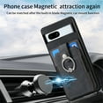 thumbnail image 5 of Jiahe Cover for Google Pixel 6, Wallet Case with Built-in 360°Rotation Ring Stand,Anti-Drop Shockproof Credit Card Slots Lens Protector Cover,Support Magnetic Car Mount,, black, 5 of 8