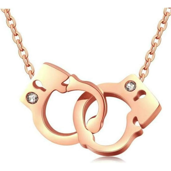 Stainless Steel Handcuff Infinity Interlocking Circle Collar Statement Necklace