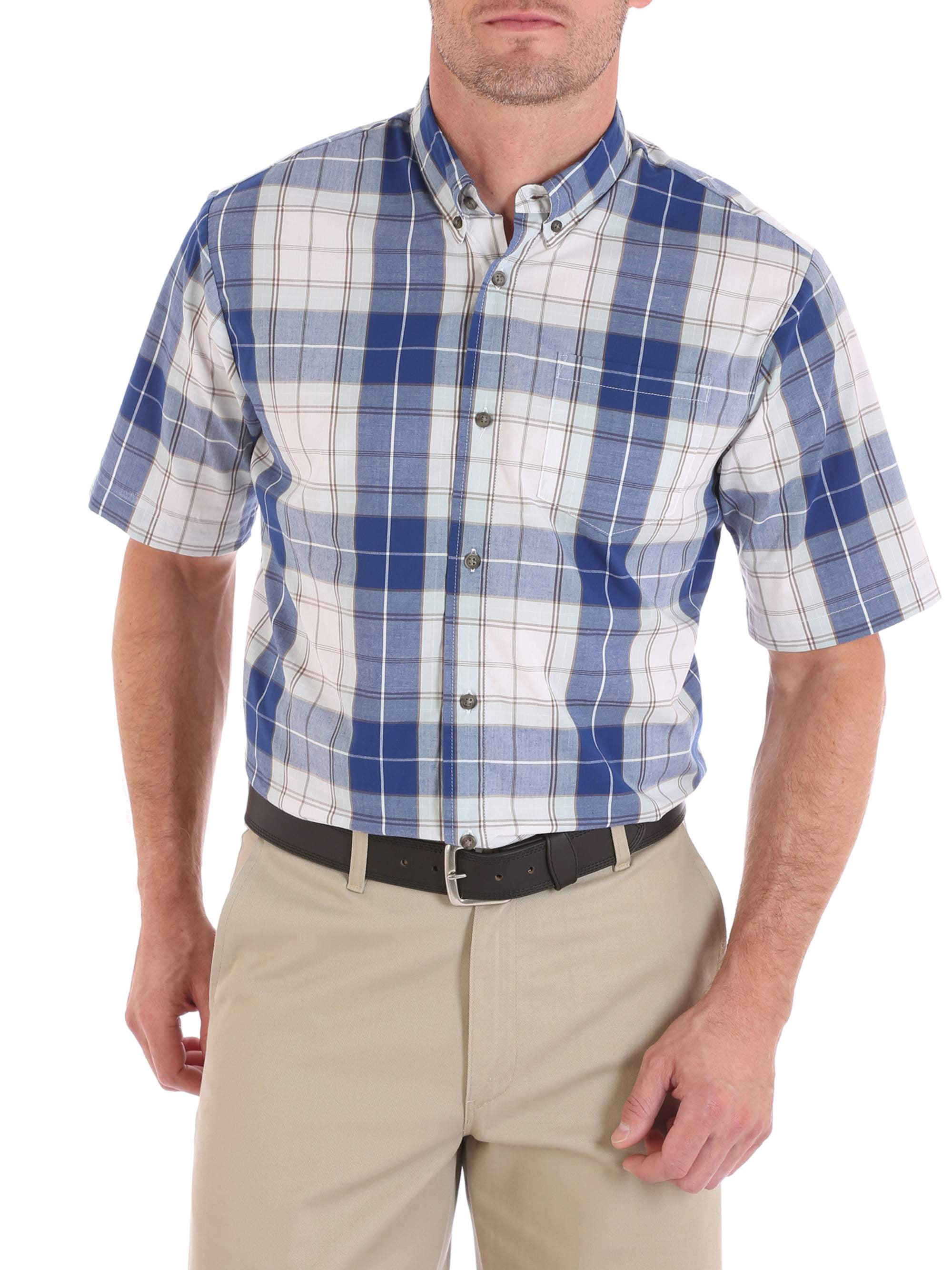 Wrangler Men's advanced comfort short sleeve casual button down shirt ...