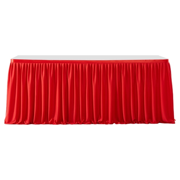 Faldón de mesa de 1,8 m para mesas rectangulares, mantel plisado resistente a las arrugas, mantel reutilizable con volantes.