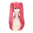 thumbnail image 1 of Peluca de cosplay rosa y roja con coletas gemelas largas con flequillo en capas, 1 of 3