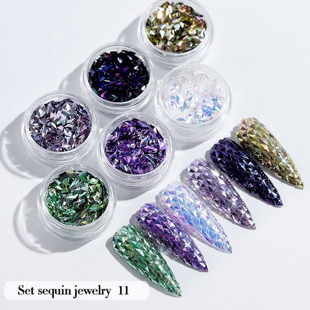 Polvo para uñas, decoración de uñas, lentejuelas, uñas doradas y brillantes, juego de parches en forma de corazón, laca de uñas