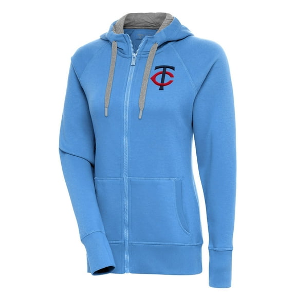 Women's Antigua Light Blue Minnesota Twins Victory Full-Zip Hoodie