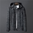 thumbnail image 2 of Lilgiuy Men's Hooded Coat Long Sleeve Letter Floral Stand Collar Zipper Pocket Jacket Gray 2022 Fall Winter, 2 of 5