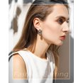 thumbnail image 2 of Pendientes FENBORY, estilo vintage, racimo de cristal, negro y gris, 2 of 9
