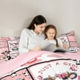 thumbnail image 5 of Castle Fairy Kawaii Cow 3 Pieces Queen Comforter Set for Boys Girls,Cartoon Farmhouse Animal Ultra Soft Bedding Sets,Black Pink Bedding Comforter Set Breathable,Luxury Bedroom Decor,Reversible, 5 of 8