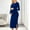 Blue, variant on Maternity Casual Dresses, Long Sleeve Crew Neck Side Slit Soft Pregnancy Maxi Dresses Purple Size 2XL