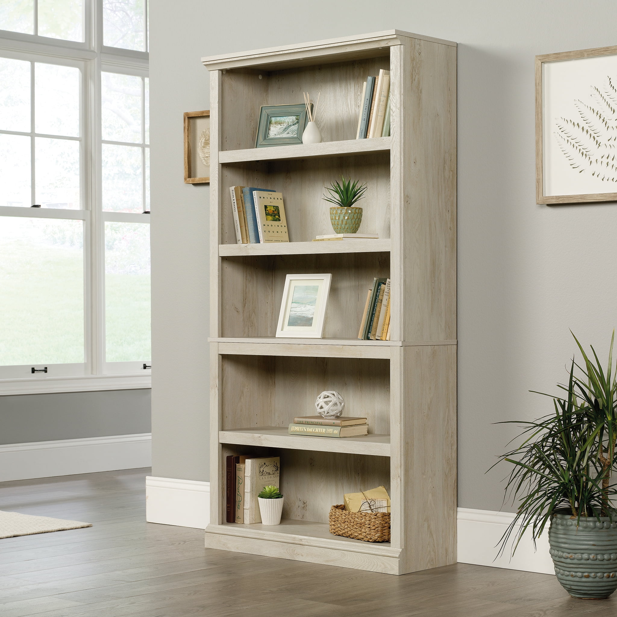 Sauder Select 5 Shelf Bookcase Chalked Chestnut Finish