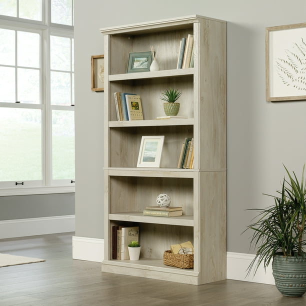 Shelf Bookcase Chalked Chestnut Finish, Sauder Select 5 Shelf Bookcase Estate Black