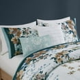 thumbnail image 3 of Full/Queen 5 Piece Cotton Floral Comforter Set with Throw Pillows,Teal Cotton Household Supplies Décor Bedding Bedding Sets, 3 of 16