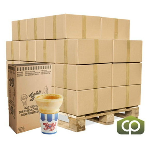 Joy #22 Flat Bottom Jacketed Cake Ice Cream Cone Dispenser Pack - 864/Case (24cases/PALLET)- TOTAL 20736 CONES