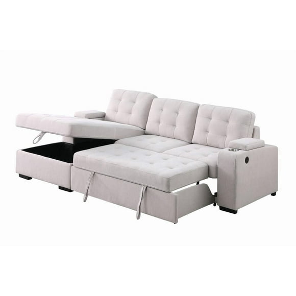 Davie LHF Sectional Sleeper Bed, Beige