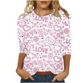 thumbnail image 2 of Hamky T-shirts pour Femmes Manches 3/4 Hauts Imprimés Cœur T-Shirts pour Femmes Manches 3/4 Col Rond T-Shirts Graphiques Hauts de Vacances T-Shirts Graphiques T-Shirts Femmes Blanc 4TG, 2 of 5