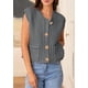 thumbnail image 4 of Chaleco tipo suéter PRETTYGARDEN para mujer, de punto grueso, con botones, gris, 4 of 8