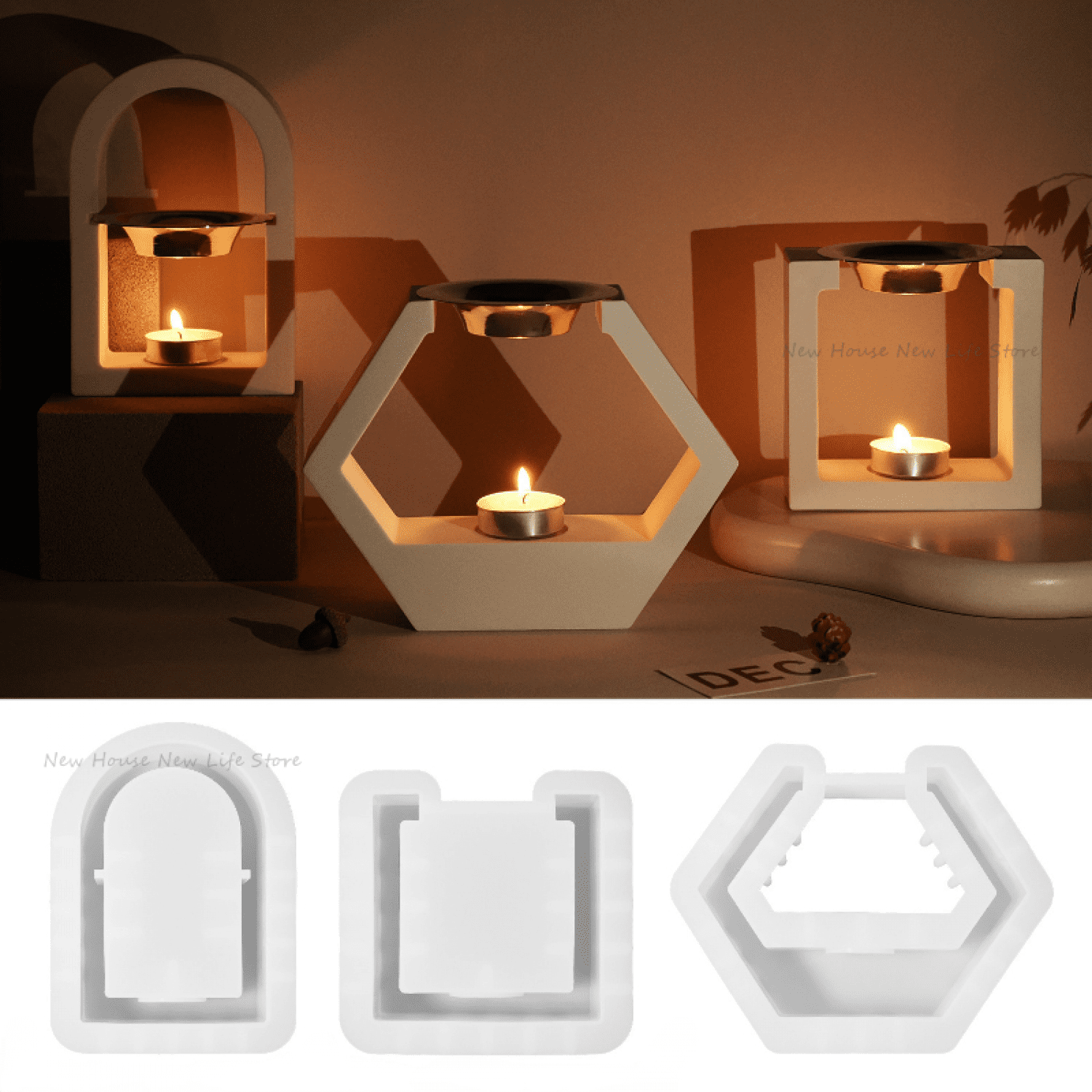 Candle Cup Incense Burner Silicone Mold DIY Epoxy Resin Gypsum Pouring Aromatherapy Storage Mold Home Decor
