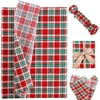 Festive Christmas Tissue Paper with Buffalo Plaid Design - Red, Green, White - 100 Sheets
