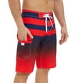 thumbnail image 6 of Mens Swim Trunks with Compression Liner Quick Dry Swim Shorts Swimming Trunks Stretch Bathing Suit Boardshorts Zipper Pockets Beige Vintage Stripes Large,Red,32, 6 of 8