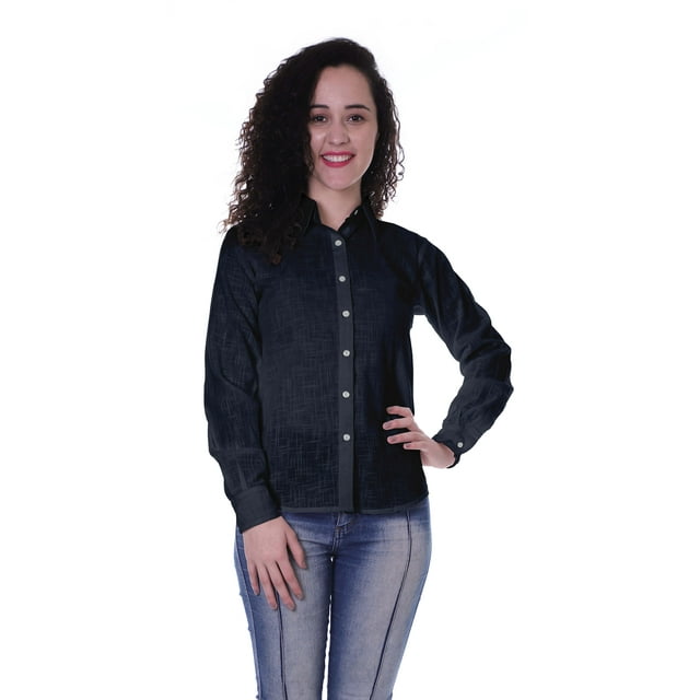 Moomaya Chemises à Manches Longues en Coton pour Femmes Tenues de Travail Formelles Unies