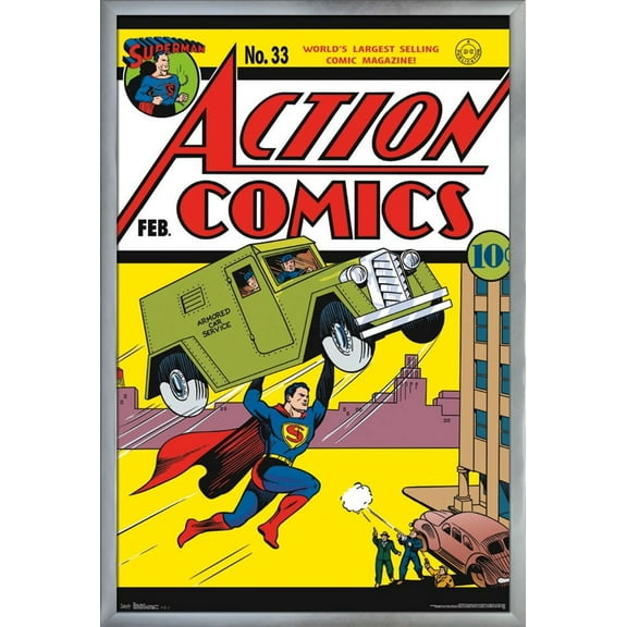 24X36 DC Comics - Superman - Action Comics Cover #1 Wall Poster, 24" x 36", Framed