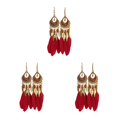 thumbnail image 2 of Pendientes bohemios con borlas largas Sonducket 1 par rojo, 2 of 5