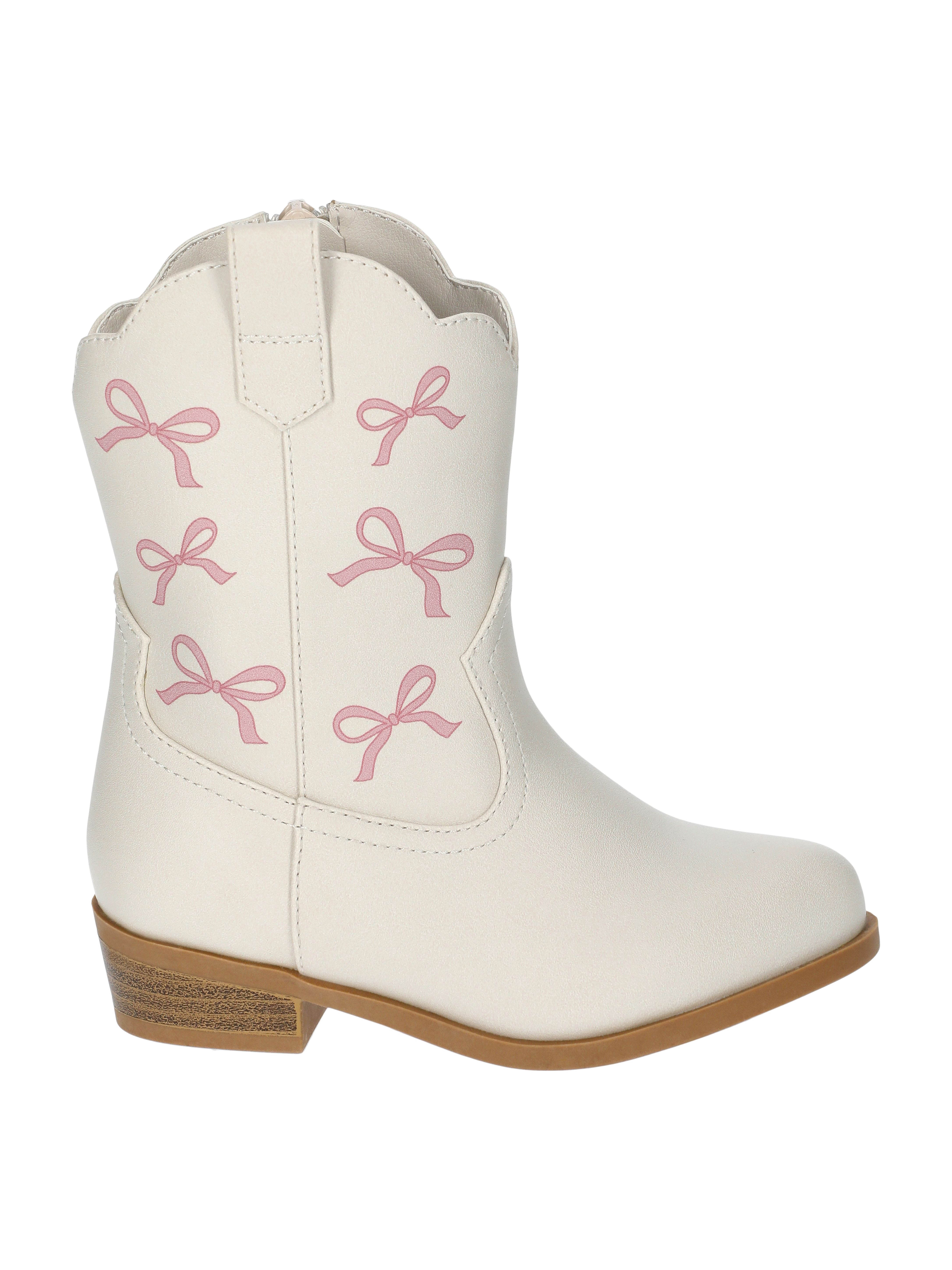 Wonder Nation Girls Bow Print Western Cowgirl Boots