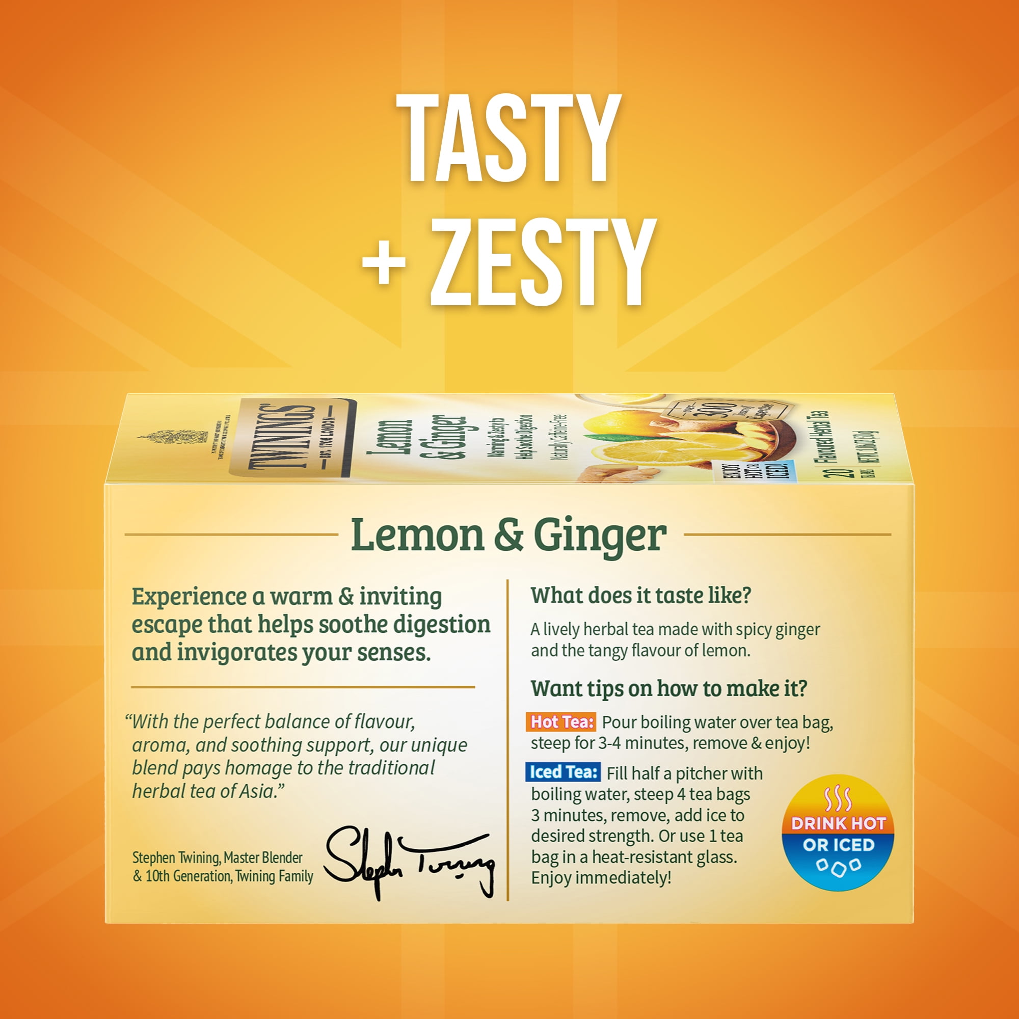 (4 pack) Twinings of London Lemon & Ginger Herbal Tea Bags , 20 Ct., 1.41 oz.