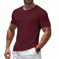 thumbnail image 2 of WAENQINLA Men's Mesh Workout Shirts Athletic Running Gym Quick Dry T Shirts Short Sleeve Crew Neck Muscle Tees Big and Tall Summer T-Shirt Wine L, 2 of 7
