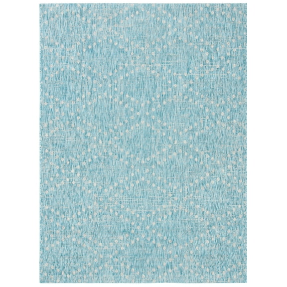 SAFAVIEH Courtyard Ilean Geometric Indoor/Outdoor Area Rug, Aqua/Grey, 8' x 10'