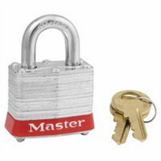 Master Lock Laminated Steel Safety Lockout Padlock, Red Bumper