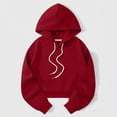 thumbnail image 2 of AKOEE Women's Crop Hoodies Y2K Casual Comfy Loose Plain Pullover Hooded Drawstring Sweatshirts Long Sleeve, Wine L, 2 of 5