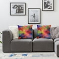 thumbnail image 3 of Acheng  Throw Pillow Covers Orange Spring Paint Colorful Red Blue Yellow Band Watercolor with Spots and Streaks Purple Abstract Square Hidden Zipper Decorative Pillowcase ,Set of 2 White, 3 of 6