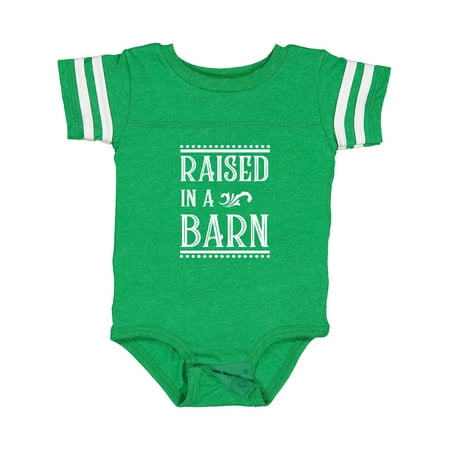 

Inktastic RAISED in a BARN in White Gift Baby Boy or Baby Girl Bodysuit
