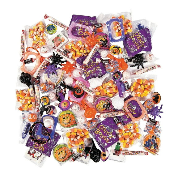 Fun Express - Halloween Pinata Toy/candy Asst (100pc) for Halloween - Edibles - Assorted Candy - Non Branded Assorted Candy - Halloween - 100 Pieces