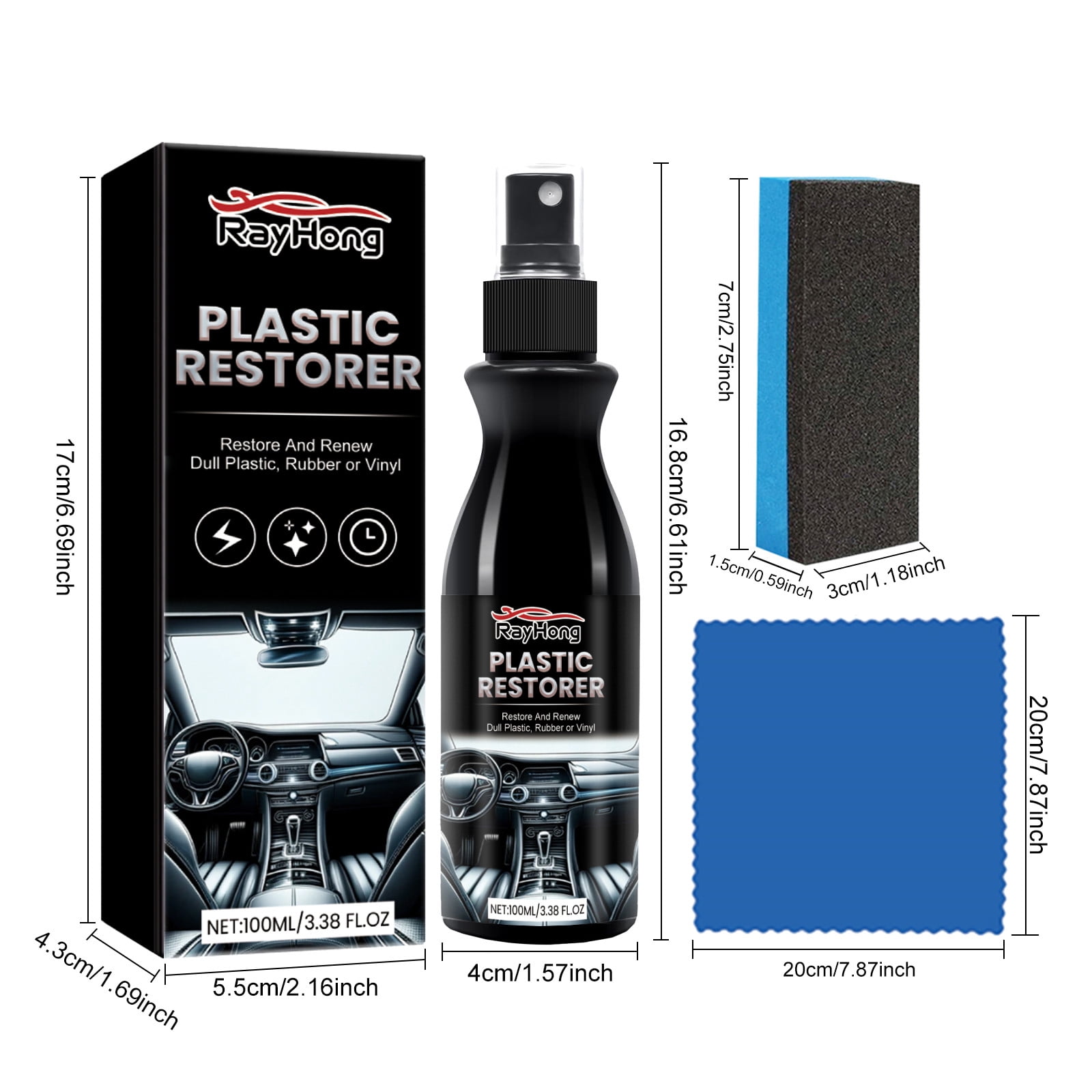 weibbin 100ml Car Plastic Restorer - Cars Ceramic Plastic Coating Trim Restore, Shines & Protects Plastic, Vinyl & Rubber Surfaces, Automotive Interior Cleaning