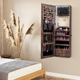 thumbnail image 2 of Gymax Mirror Jewelry Cabinet 96 LED Lights Wall Door Mounted Armoire w/ Makeup Rack, 2 of 10