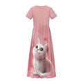thumbnail image 6 of Uourmeti Girls Summer Maxi Dresses Crew Neck Short Sleeve Casual Flowy Tiered Long Dress with Pockets (Cute Kitty Pink), Size 11-12 Years, 6 of 7