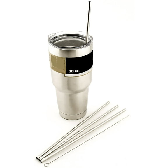 4 LONG Stainless Steel Straws fits 30 oz Yeti Tumbler Rambler Cups - CocoStraw Brand Drinking Straw