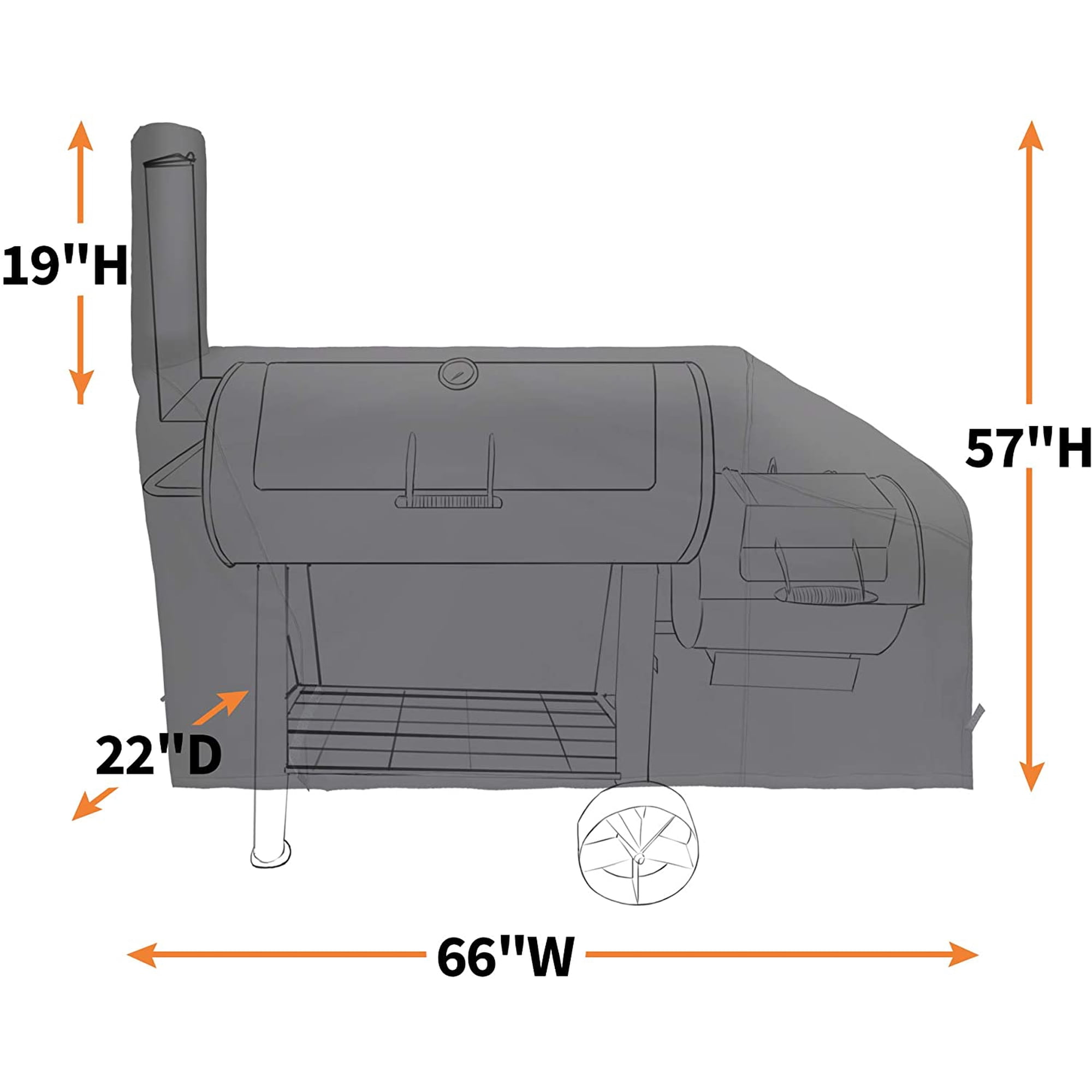 i COVER 66 Inch 600D Heavy Duty Water Proof Patio Outdoor Canvas Offset BBQ Barbecue Smoker Cover G21610 for Brinkmann Char-Broil Char Griller Oklahoma Joe Landmann (Black)