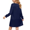 thumbnail image 6 of Auroural Girls Dress Satin Girl'S Solid Color Round Neck Long Sleeve Dress Homewear Sleeping Dress Kids, 6 of 9