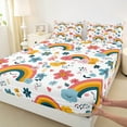 thumbnail image 3 of Feelyou Cherry Blossoms Kids Bed Sheets, Kawaii Floral Flower King Sheets, Cartoon Rainbow Sheet Set, Lightweight Room Decor, 4pcs, 3 of 7