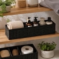 thumbnail image 6 of Akmoler Woven Toilet Paper Storage Basket, 3-Section Divided Tank Topper, Natural Handwoven Paper Rope Basket Organizer for Bathroom Countertop Shelf Bathroom Home Decor - Black, 6 of 8