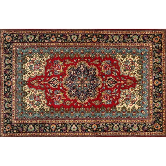 Ahgly Company Machine Washable Indoor Rectangle Traditional Saffron Red Area Rugs, 4' x 6'