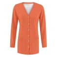 thumbnail image 6 of VISALY Long Cardigans Button Down Cardigans 2025 Fall Fashion Cardigan Soft Knit Cardigan for Women Long Sleeve Open Front Coat with Pockets Thin Cardigans Lightweight Trendy Sweaters Orange S, 6 of 6