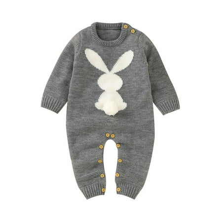 

Autumn Winter Cute Bunny Pattern One-Pieces 0-24M Baby Knitted Sweater Rompers Soft Bodysuits Toddler Outfits Clothes