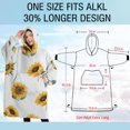 thumbnail image 4 of Oversized Wearable Blanket Hoodie,White Green Leaf Sunflower Pattern Sherpa Blanket Hoodie with Super Pockets,Super Warm Fuzzy Pullover for Women & Men, 4 of 6