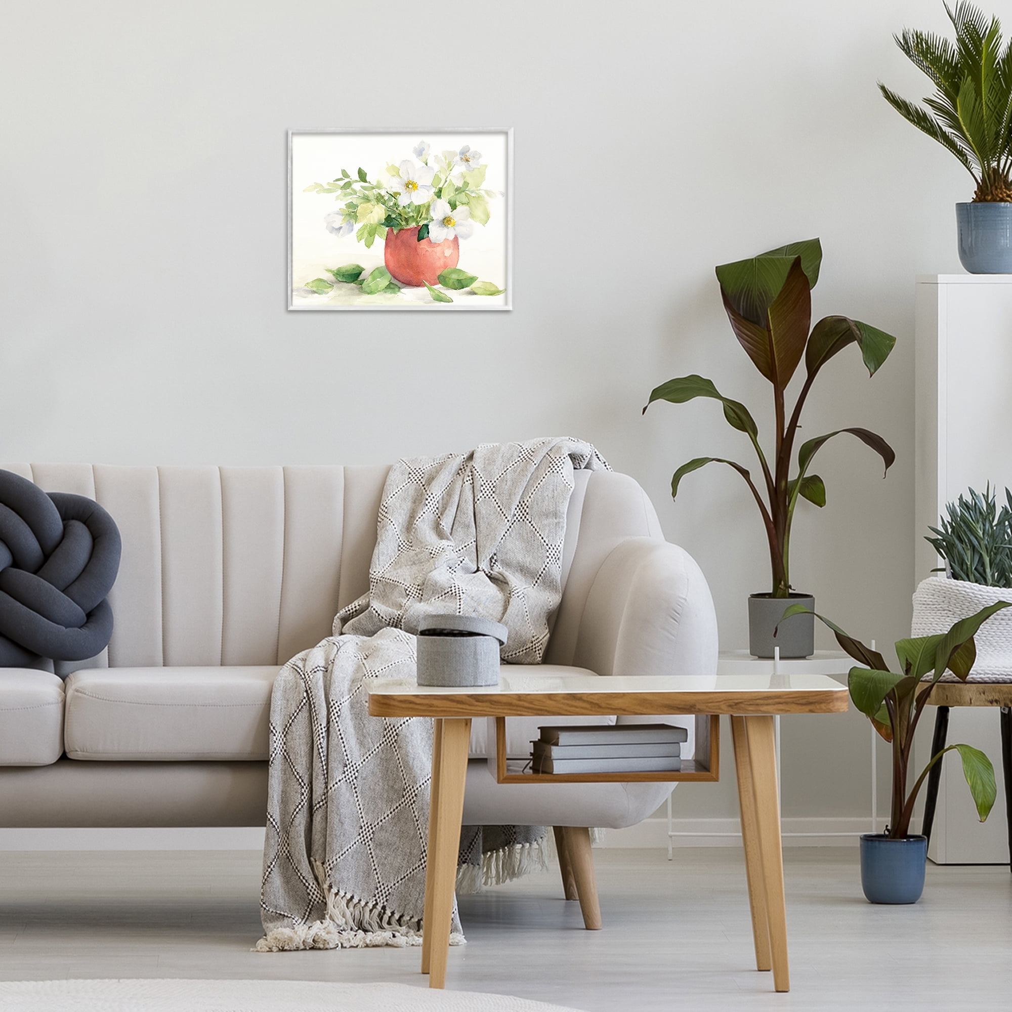 Stupell Industries White Anemones in Copper Vase White Framed Giclee Art, design by Lanie Loreth
