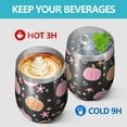 thumbnail image 4 of 12oz Stemless Wine Tumblers Fall Pumpkins Flowers Stars Pattern Vacuum Insulated Stainless Steel Travel Tumbler Cups Mug with Lid and Straw for Champaign,Cocktail,Beer with Cleaning Brush, 4 of 5