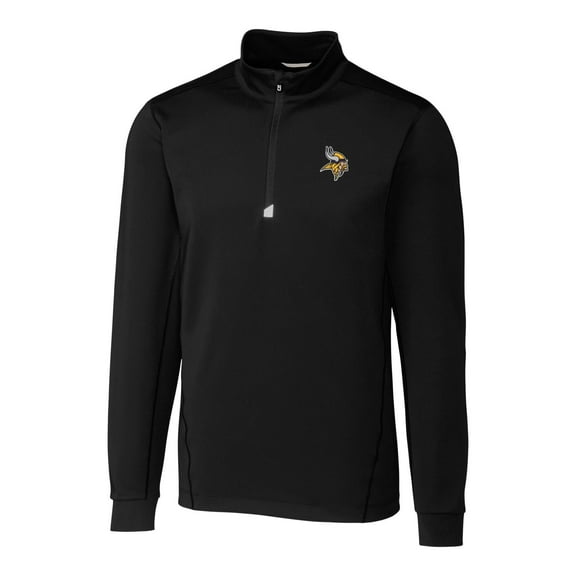 Men's Cutter & Buck Black Minnesota Vikings Big & Tall Traverse Quarter-Zip Pullover Jacket