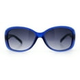 thumbnail image 3 of Kids Size Girls Classic 90s Designer Style Wrap Rounded Rectangle Sunglasses Blue - Smoke, 3 of 8